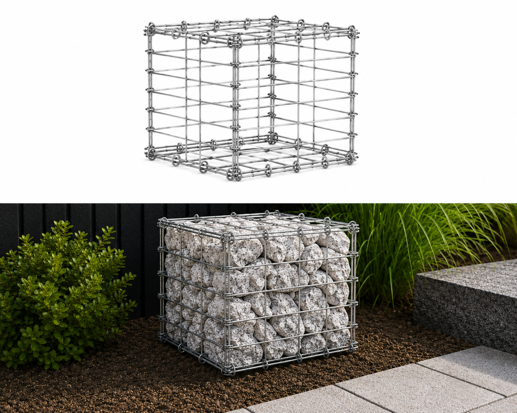 Gabionenkorb 0,5 x 0,5 x 0,5 m Horizontal — verzinkter Gabionenkorb