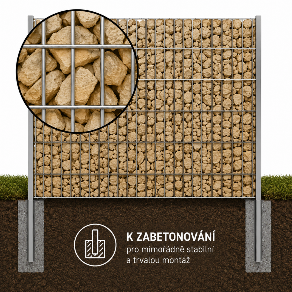 Gabiónový plot ALPIN na zabetónovanie