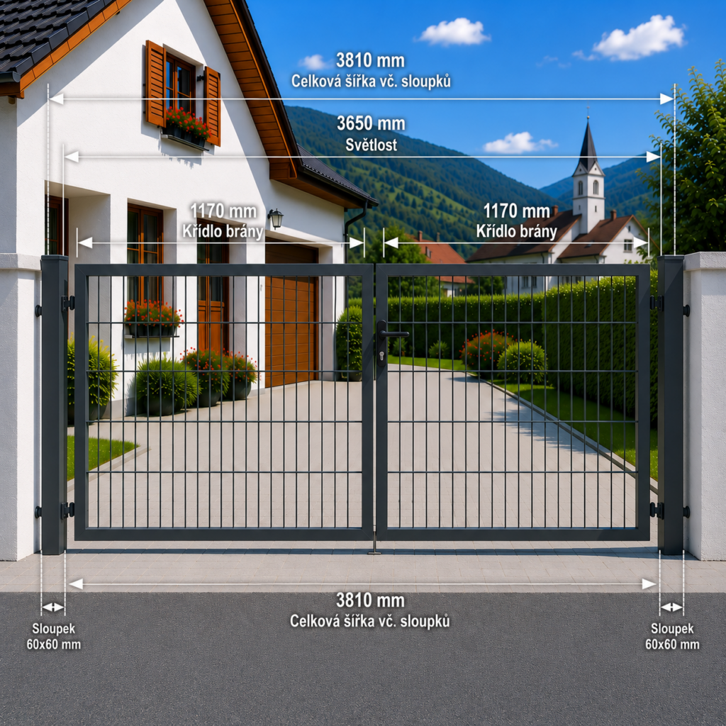 Dvoukřídlá brána STRONG, 2D panel