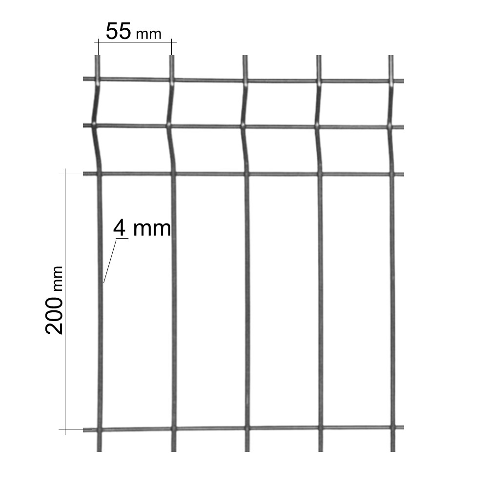 Plotový panel 3D EKO, oko 55 × 200 mm, dĺžka 2500 mm