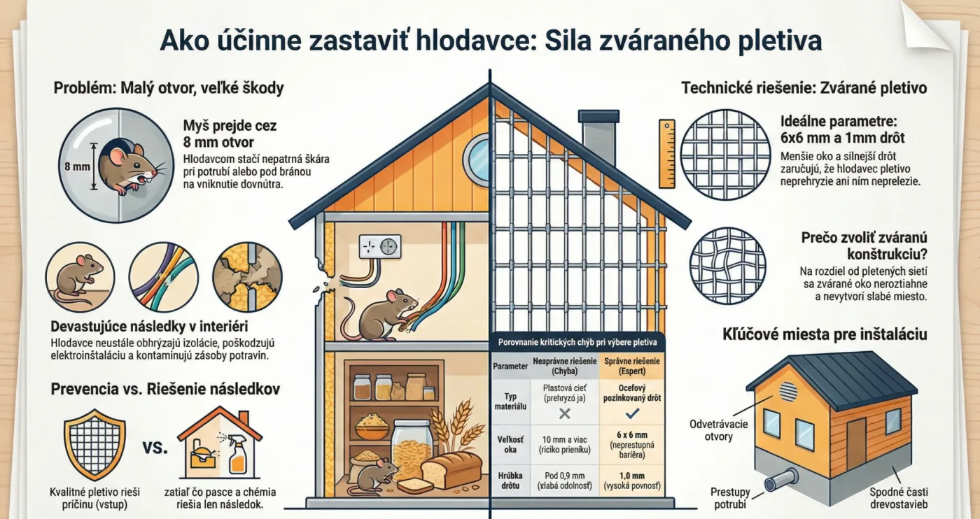 Typické vstupné body do domu — odvetrávacie otvory, prestupy potrubí, spodná hrana brán.