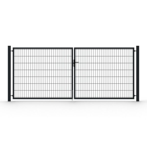 Brána dvojkrídlová STRONG, 2D panel, antracit – pohľad spredu