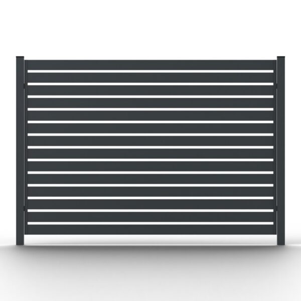 Železný plot – systém ALFA, antracit RAL 7016 – plotové pole spredu