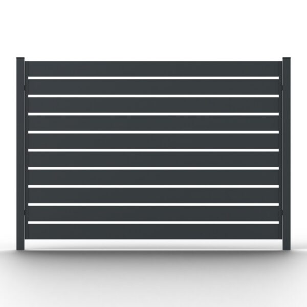 Železný plot – systém BETA, antracit RAL 7016 – plotové pole spredu